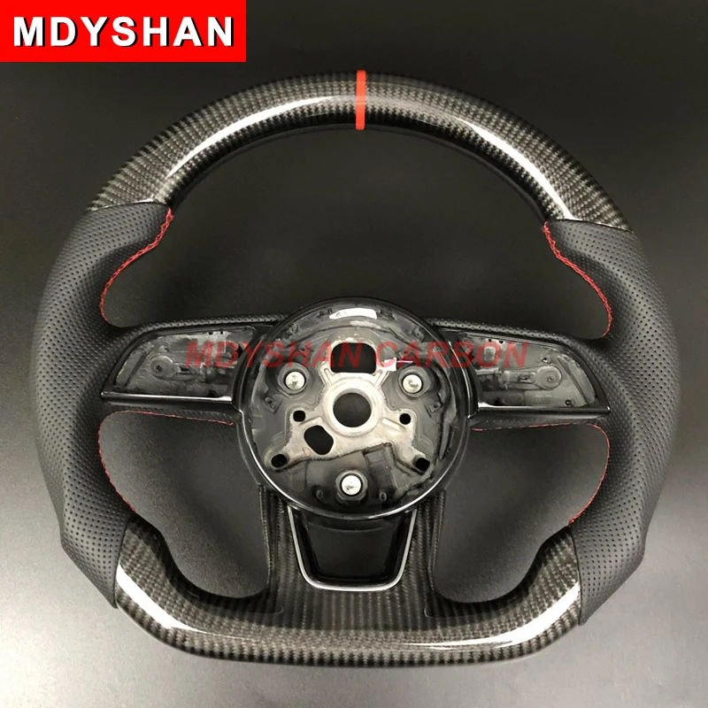 

For Audi B9 Steering Wheel A3 A4 A5 RS3 RS4 RS5 S3 S4 S5 RS6 RS7 Q2L 2017-2022 Customized Glossy Black Carbon Fiber Racing Wheel