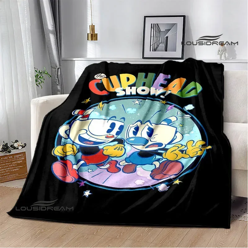 Cuphead cartoon printed Blanket Fashion bed linings white Flannel Warm Blanket Soft Comfortable Blanket Birthday Gift 5