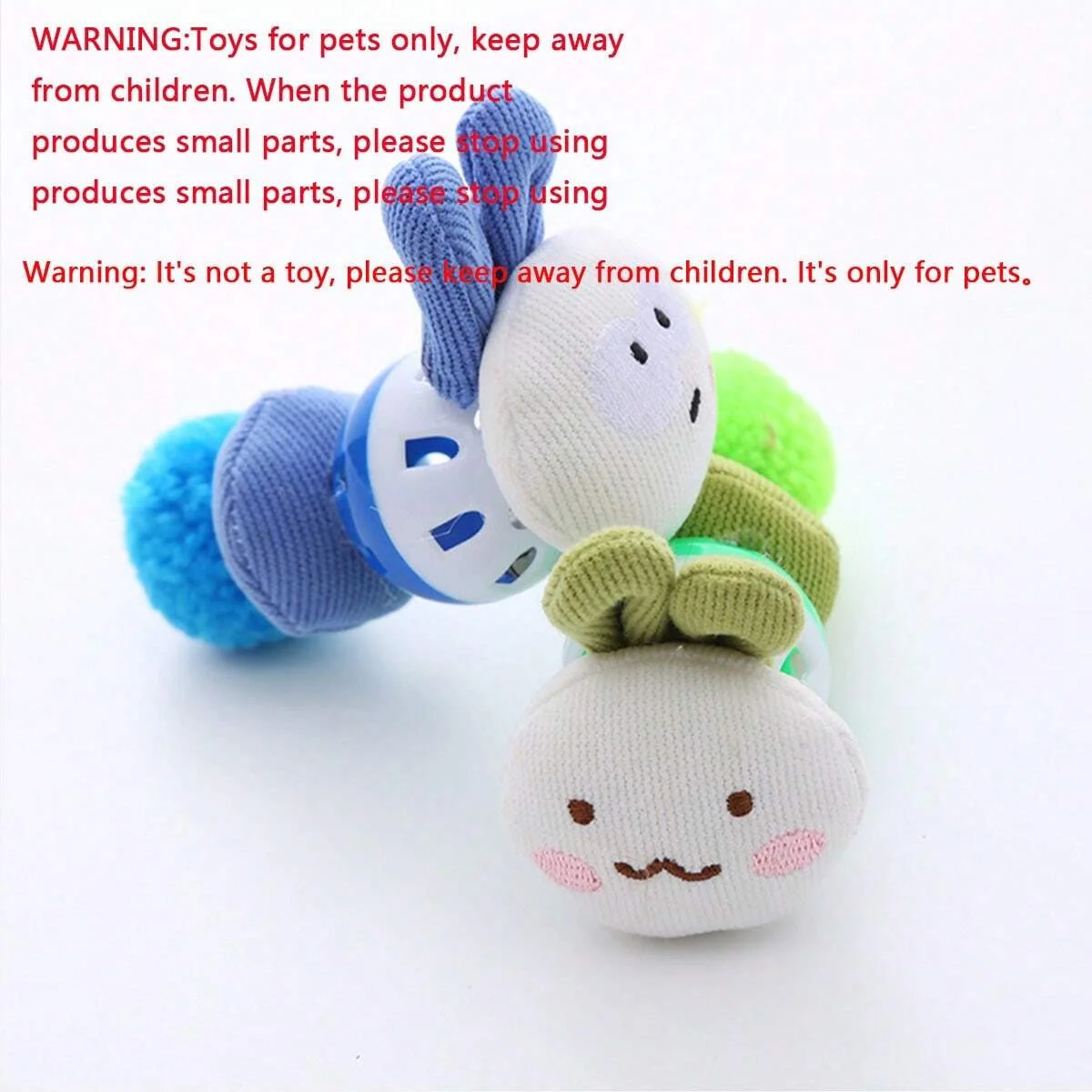 1pc-Cute plush bell ball caterpillar toy, suitable for cats to chew and grind their paws, fun and play with cats