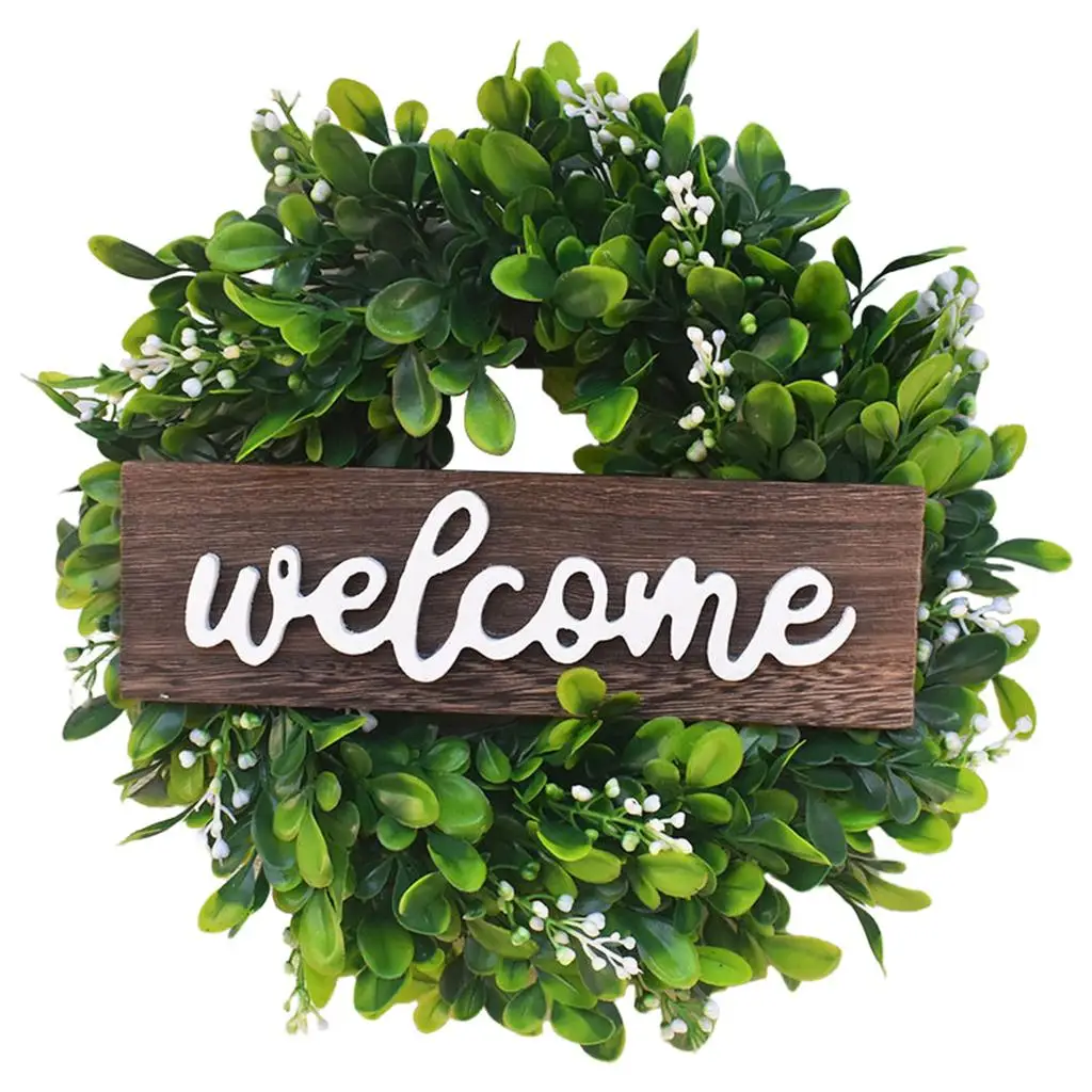 Artificial Eucalyptus Garland Welcome Sign, Front Door Wreath Home