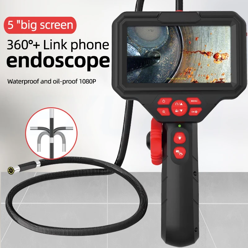 

4.9MM/6MM/8.5MM 5 inches Rotatable 360 Degree Two-direction Endoscope Mini Camera Borescope Waterproof LED Car Inspection Camera