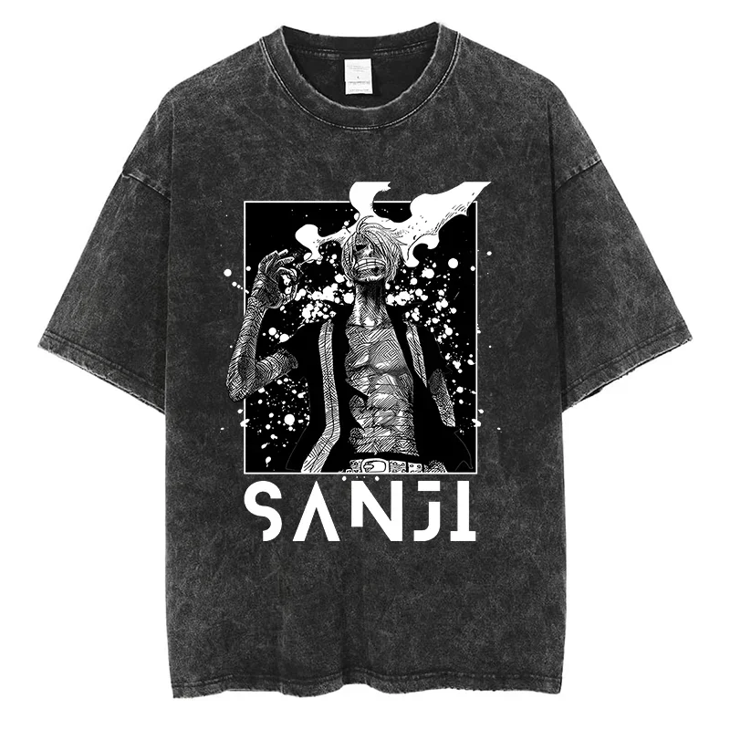 

Anime One Piece Sanji Graphic T Shirt Harajuku Japanese Cartoon Manga Print Tops Cotton Vintage Men Women Oversized Black Tees