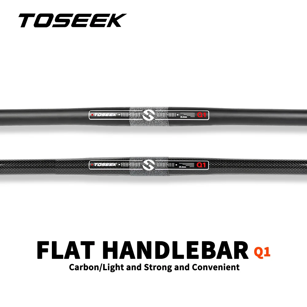 

TOSEEK Full Carbon MTB Handlebar Ultralight 25.4mm Folding Horizontal Flat Bike Handle Bar 400-600MM Matt Black Bicycle Parts