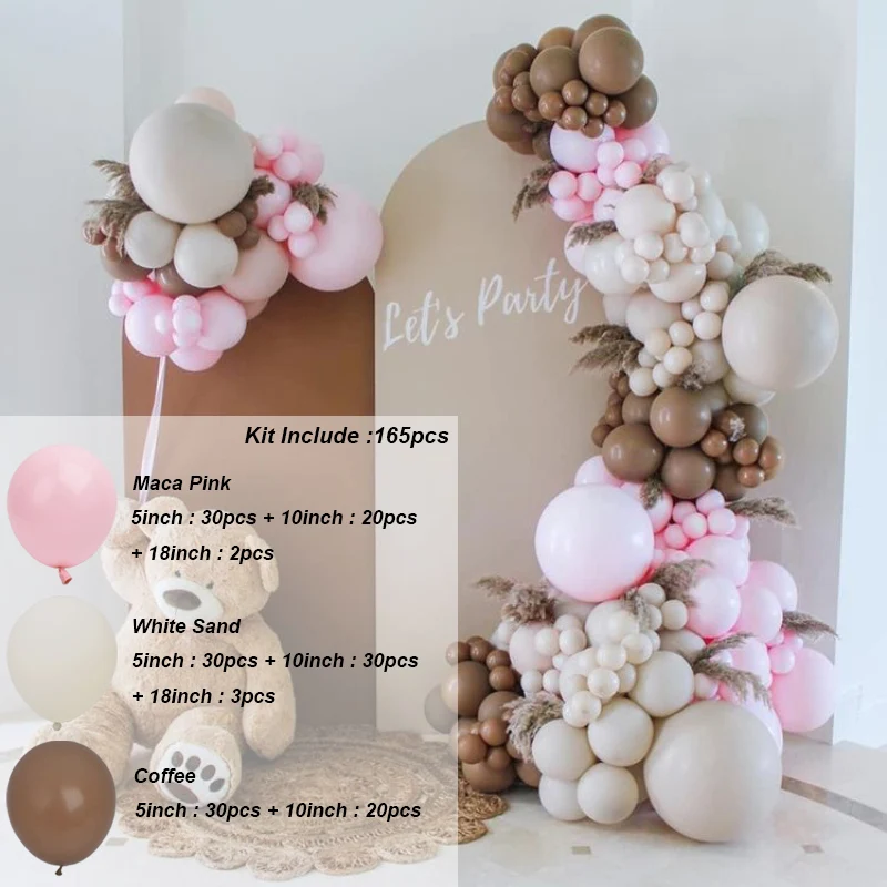 165pcs Pink Brown