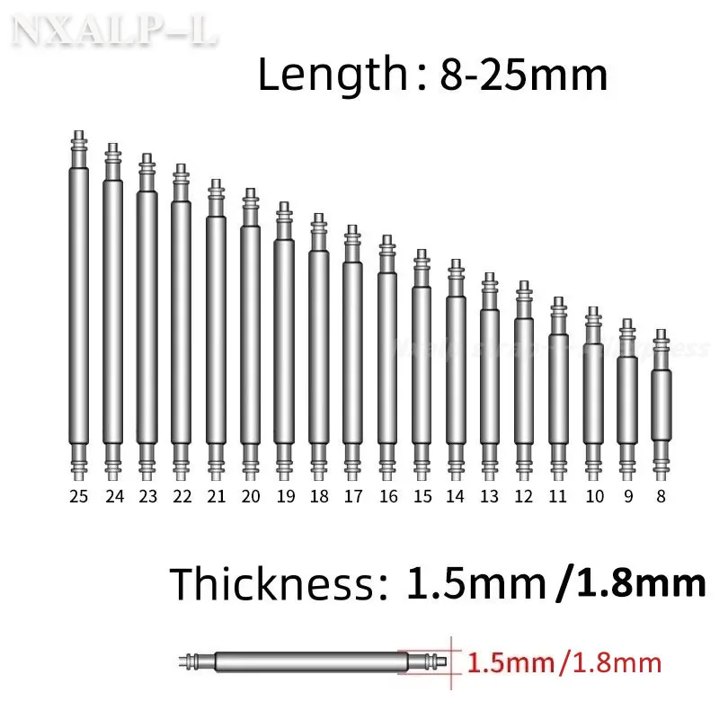 Watchband Strap Pin 360pcs/set Dia 1.5mm/1.8mm Strainless Steel Spring Bars Length 8mm-25mm Watch Repair Tools