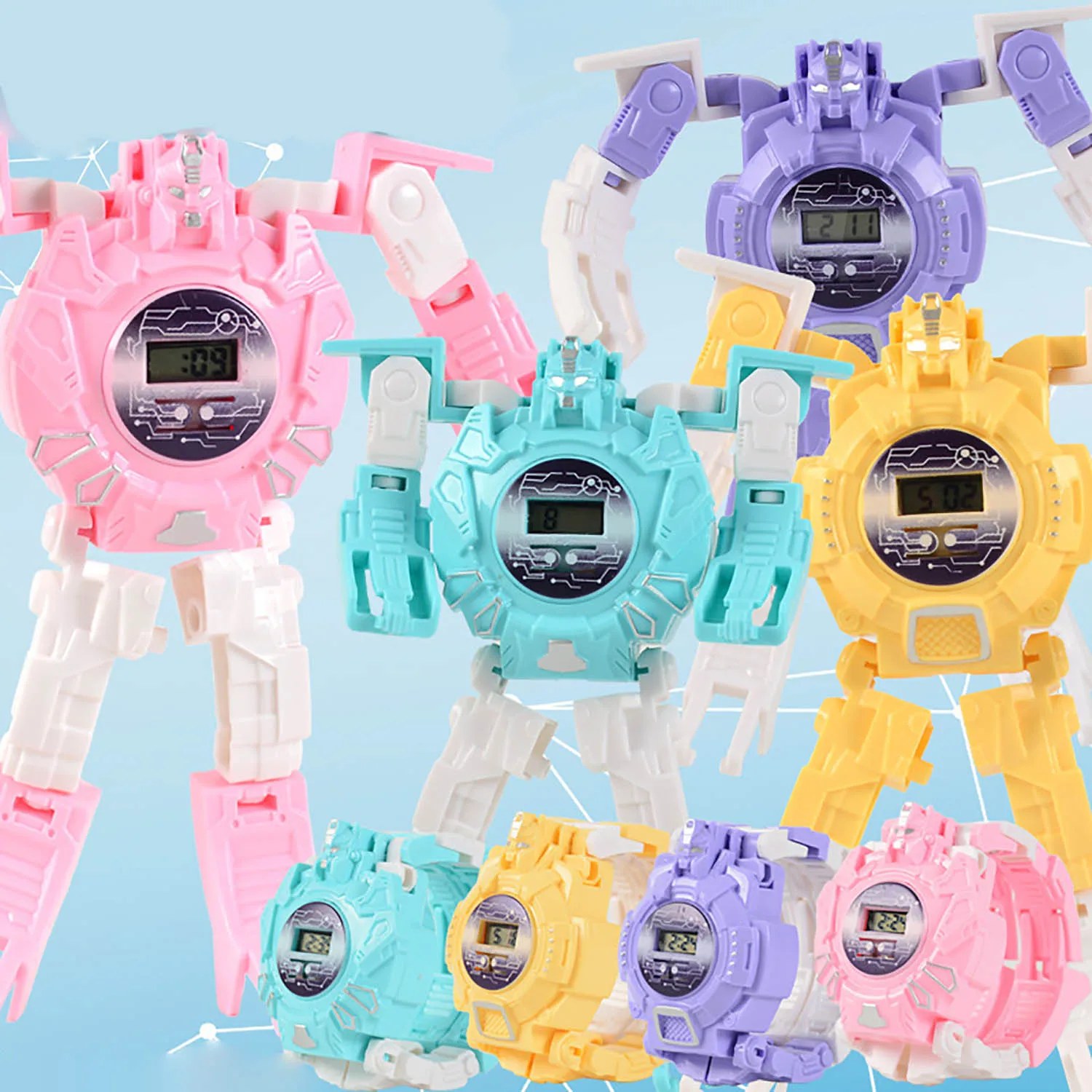Children's Puzzle New Unique Watch Transformation Cartoon Robot Electronic Watch Toy Multi functional 6
