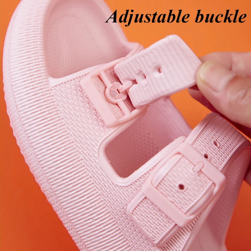 Summer Adjustable Buckle Platform Slippers Women Non Slip Home Cloud Slipper Woman Eva Soft Sole Pillow Slides Sandals 36-45 2