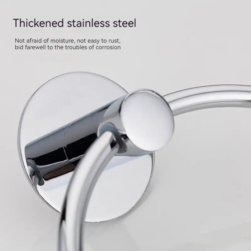 No-drill towel ring, towel holder for bathroom and shower room storage, made of 304 stainless steel, hanging ring