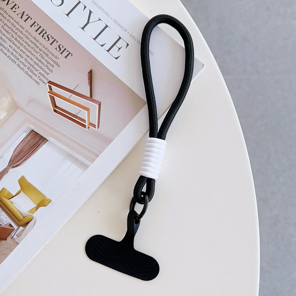 Universelles geflochtenes kurzes Handy-Lanyard zum Aufhängen, Kettenring, Silikonschnur mit Patch-Handgelenkschlaufe, abnehmbares Handy – Detail 23