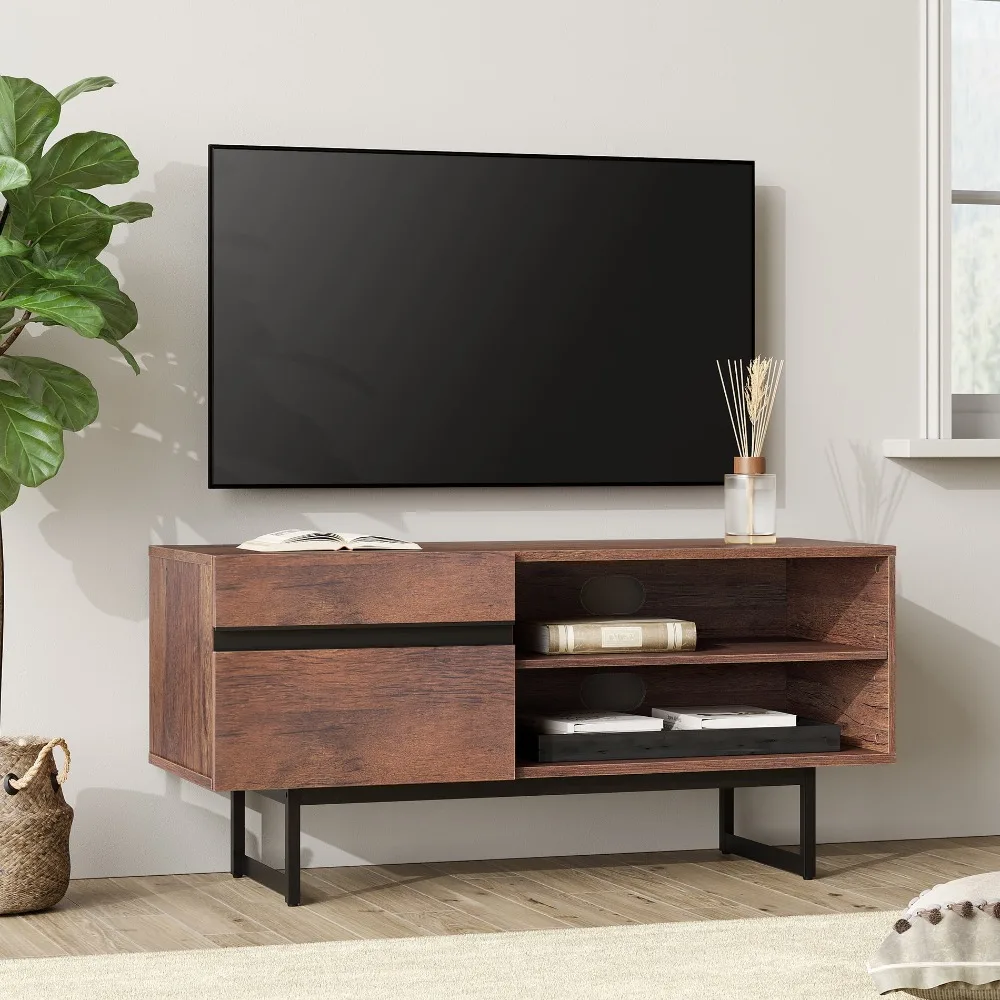 

Mid-Century Modern TV Stand for TVs up to 58 inch Flat Screen Wood TV Console Media Cabinet with Storage