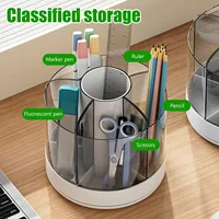 Rotating Pencil Organizer with 6 Compartments 360° Turntable Detachable Cosmetics Storage Box Round Revolving Makeup Brush 2