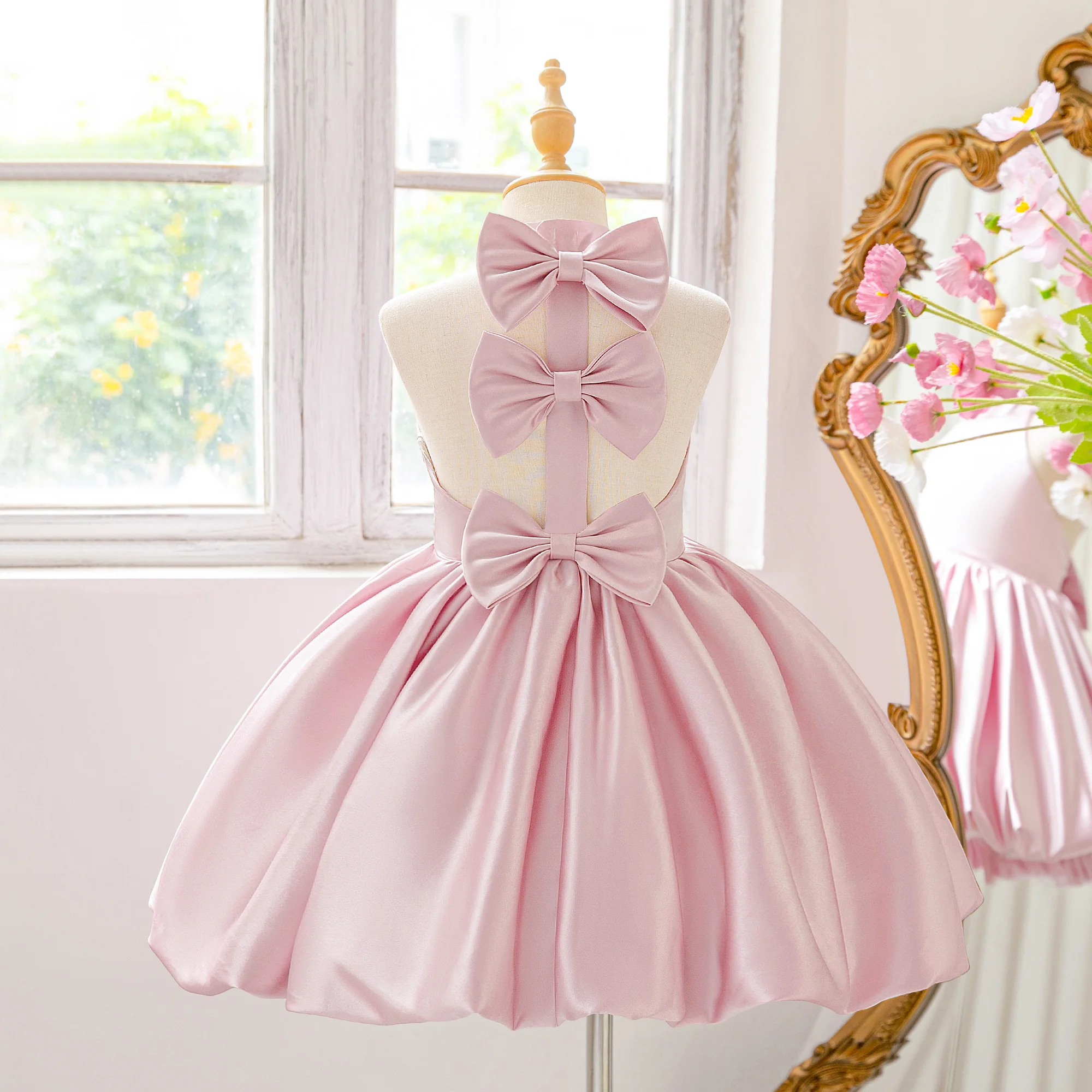 أنيقة القوس وصيفات الشرف الفتيات فستان موضة حفلة ع...