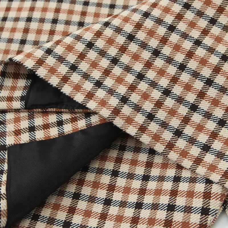 2025 New Fashion Women Pants Two Piece Set Women Chic Plaid Blazer Coat + Trousers 2 Pieces Sets Office Women Suit