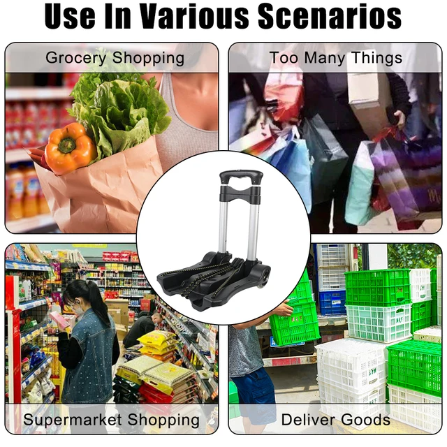 Kézsák Az Otthoni Utazási Vásárláshoz 35 Kg-Os Hordozható, Összecsukható Barrow Kétkerekű Kocsi Nagy Teherbírású Poggyászkocsi - Image 5