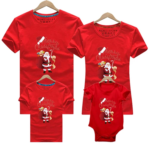 thumbnail image 1 of Ropa de padre, madre, hijo e hija, camiseta navideña a juego para la familia, camiseta de algodón de manga corta con estampado de dibujos animados, camiseta para mamá, papá y yo, 1 of 5