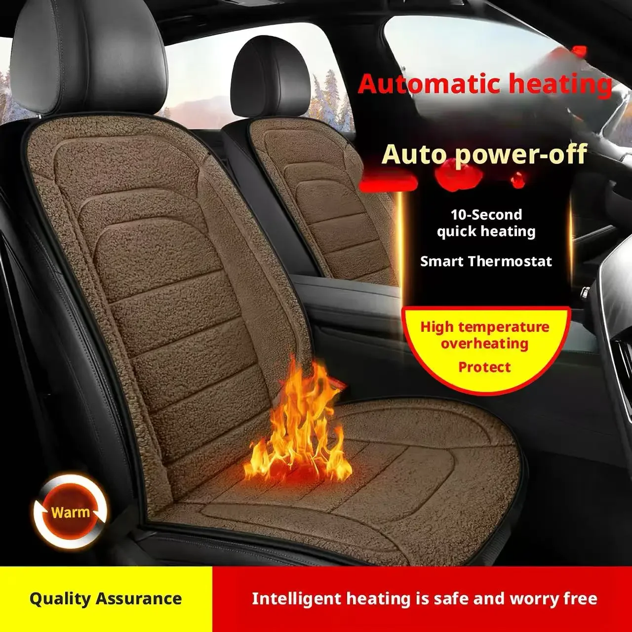 12V Heated Car Seat Cushion Winter-Specific Smart Thermostatic