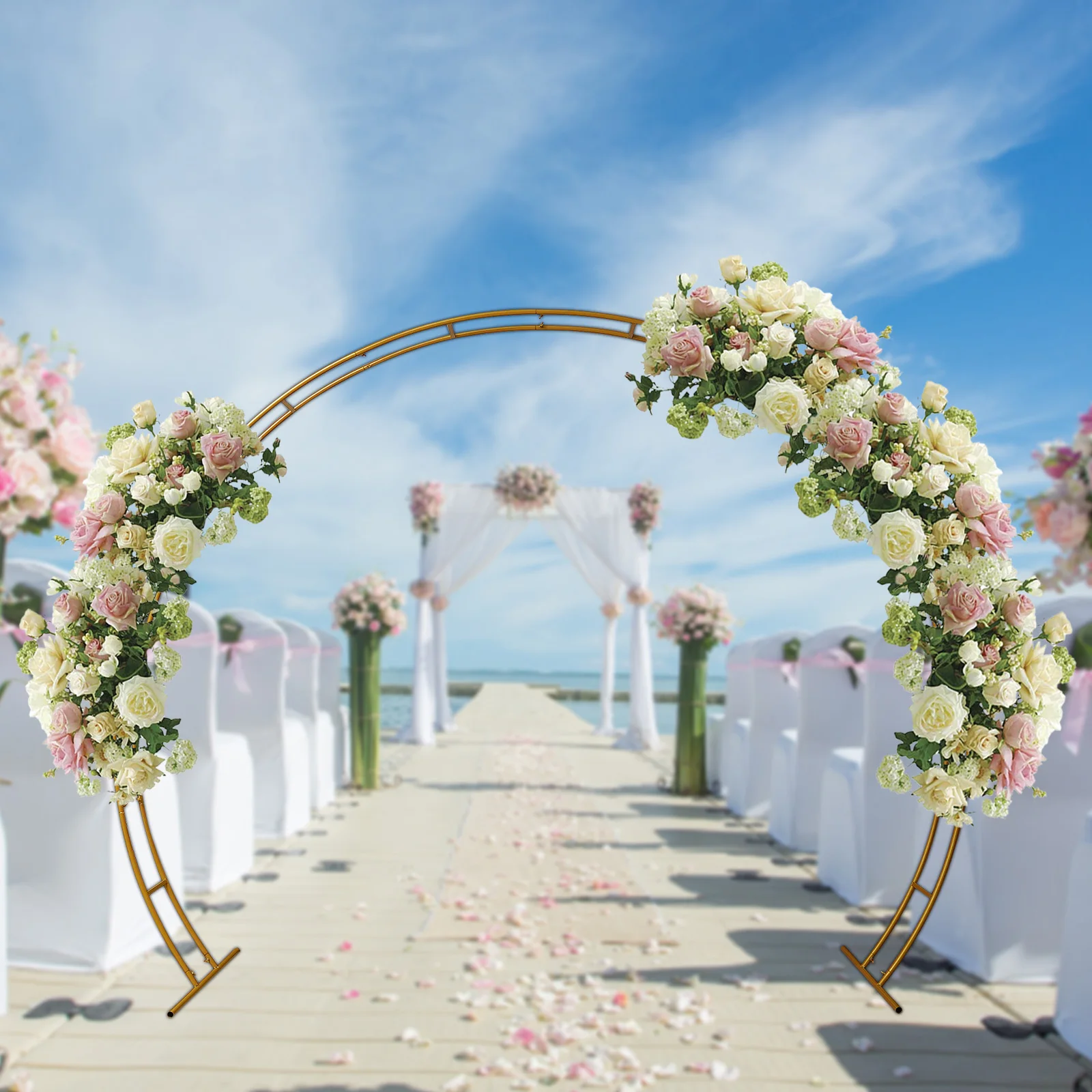 Wedding Arch Stand High Loading Capacity Garden Arch Metal Abor with Bases for Weddings Party Event Decoration
