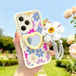 3 - Piece Cartoon Flower Phone Case Set with Lanyard and Craft Embellishments for Honor 400 smart (WHITE)