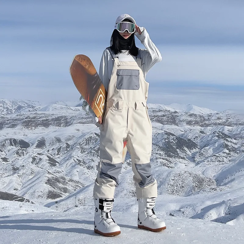 Snowboard Ski Pants, Windproof, Waterproof and Contrasting Color Ski Suits, One-piece Men's and Women's Outdoor Equipment