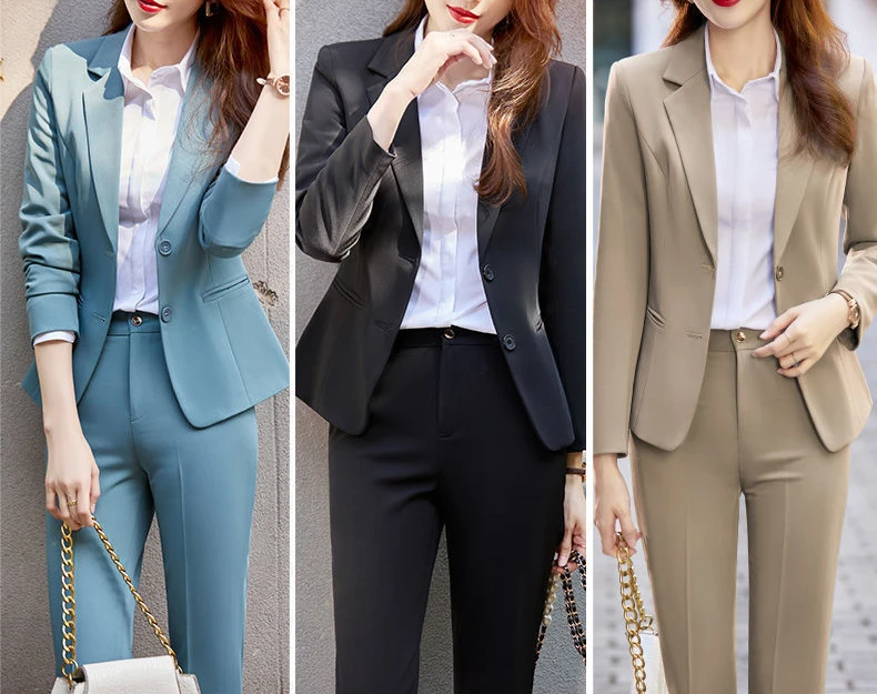 Completo Donna 2 Pezzi Ufficio - Giacca E Pantaloni Formali, Poliestere/Elastan