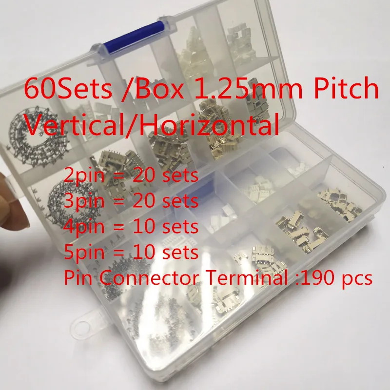 60Sets-Box-JST-1-25mm-Pitch-Vertical-Horizontal-Type-SMD-Connectors ...