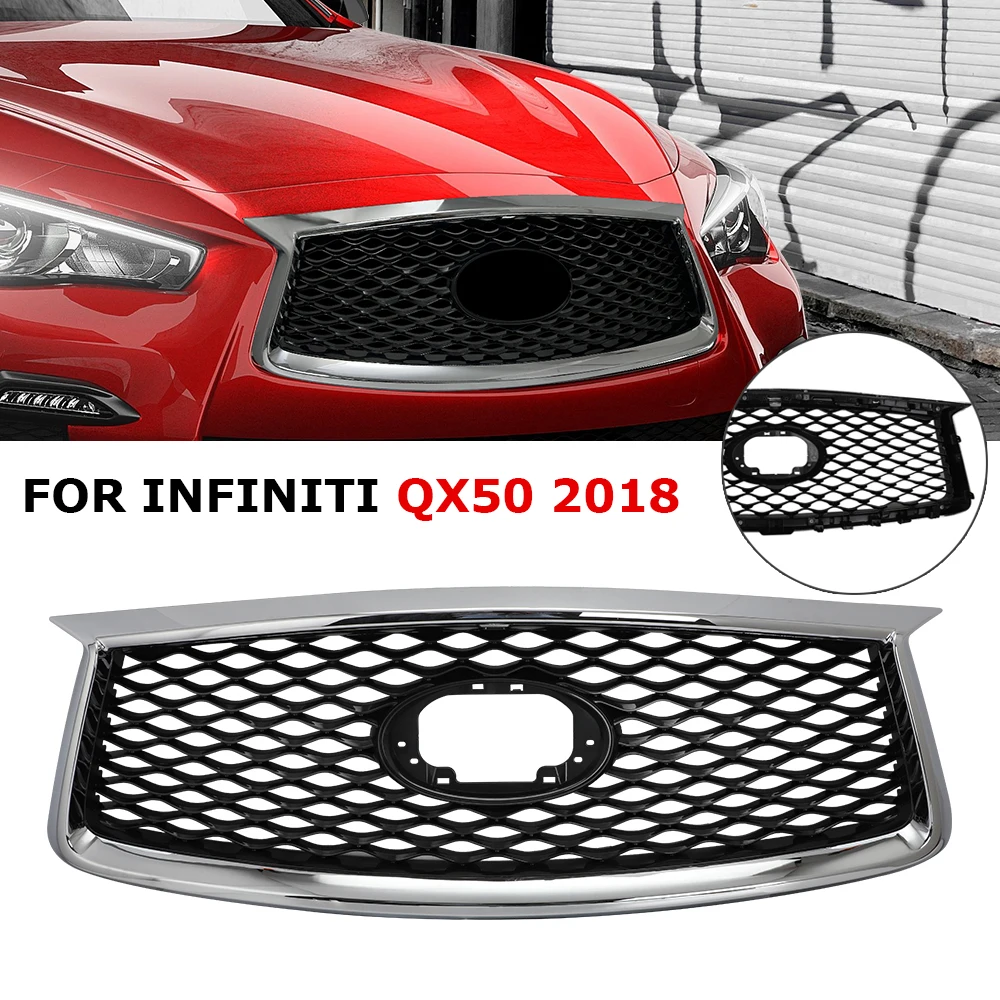 

Передняя решетка для Infiniti QX50 2018, сменная решетка для гоночного гриля, верхний бампер для автомобиля, Семейный комплект, маска, крышка радиатора, аксессуары