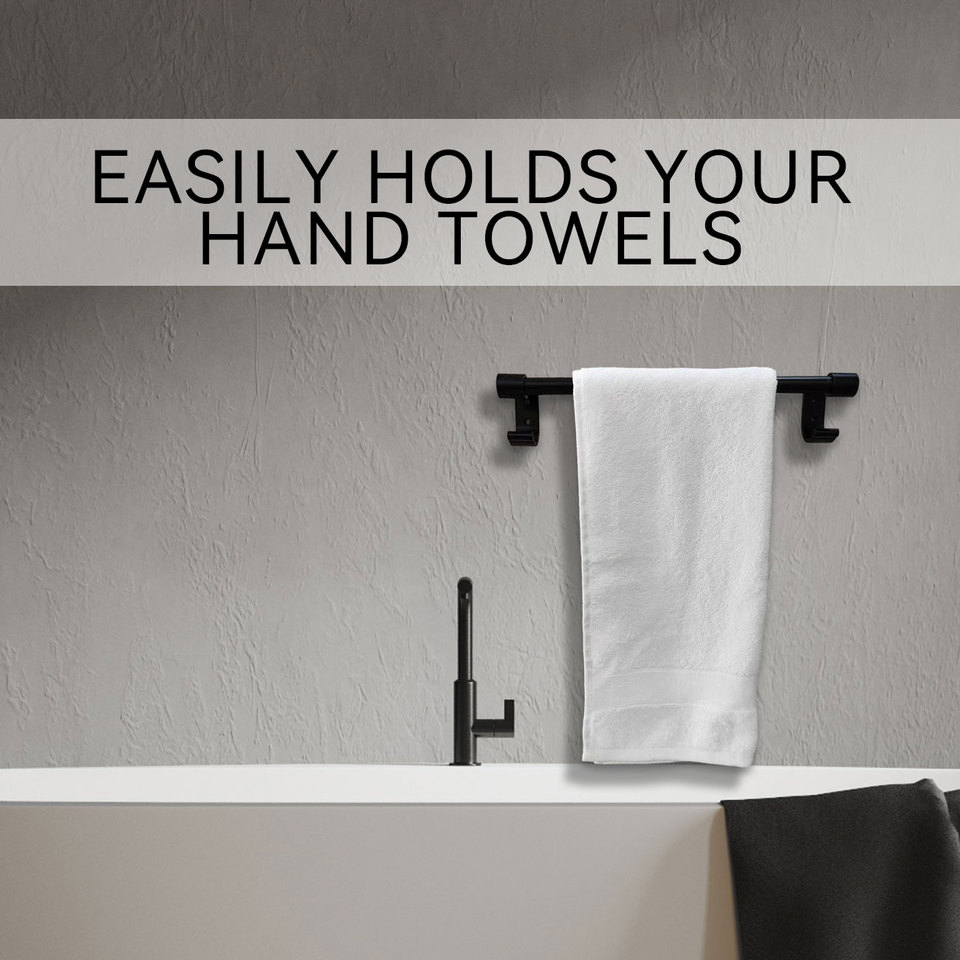 PC Black Minimalist Wall-Mounted Towel Rack - Space-Saving Drying Bar for Bedroom, Bathroom, Shower, Kitchen & Toilet