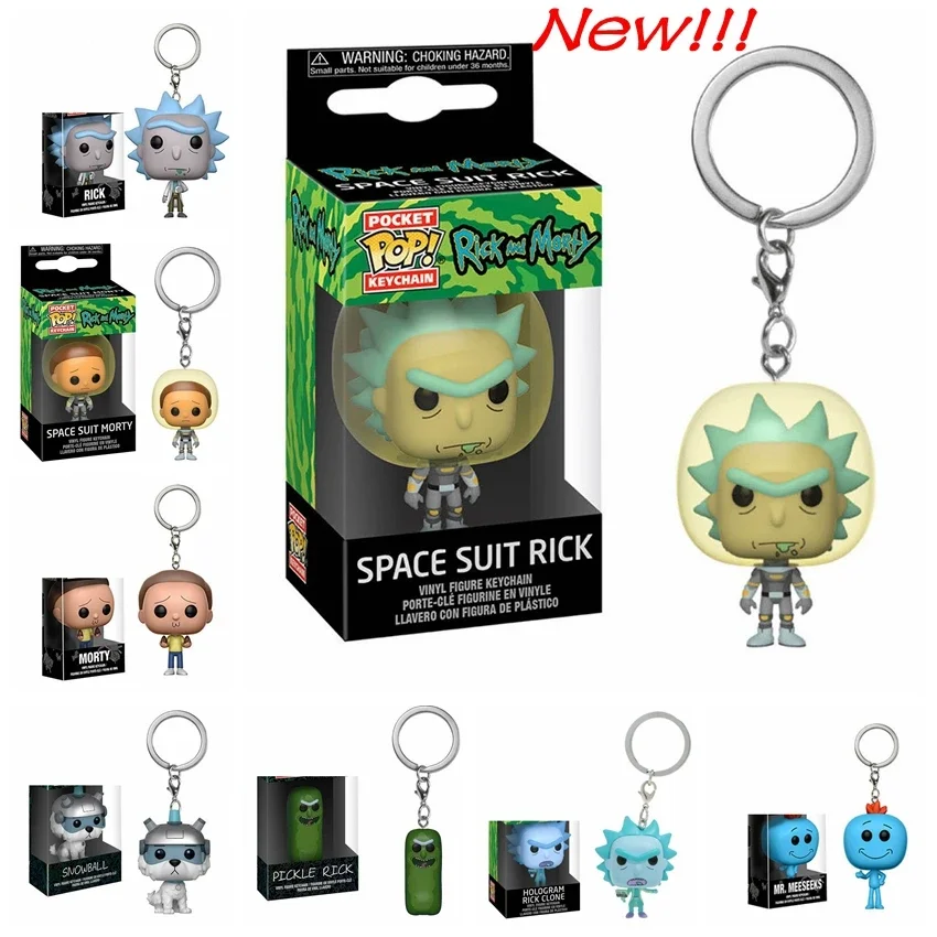 Funko Pop Space Suit Rick Pickle And Morty Rick Portachiavi Morty Mr Meeseeks Snowball Action Figure Toys Pocket Pop Portachiavi