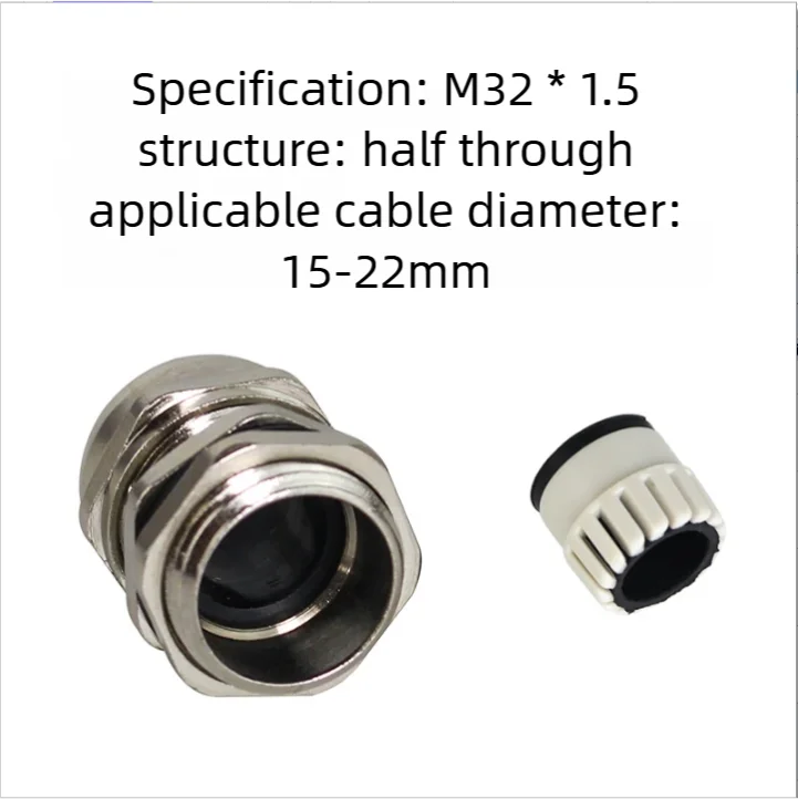 1piece Waterproof Cable Gland Connector IP68 Nickel Plated Brass Metric Cable M8 M10 M12 M14 M16 M18-M36 Fit 18-25mm For 4-8mm
