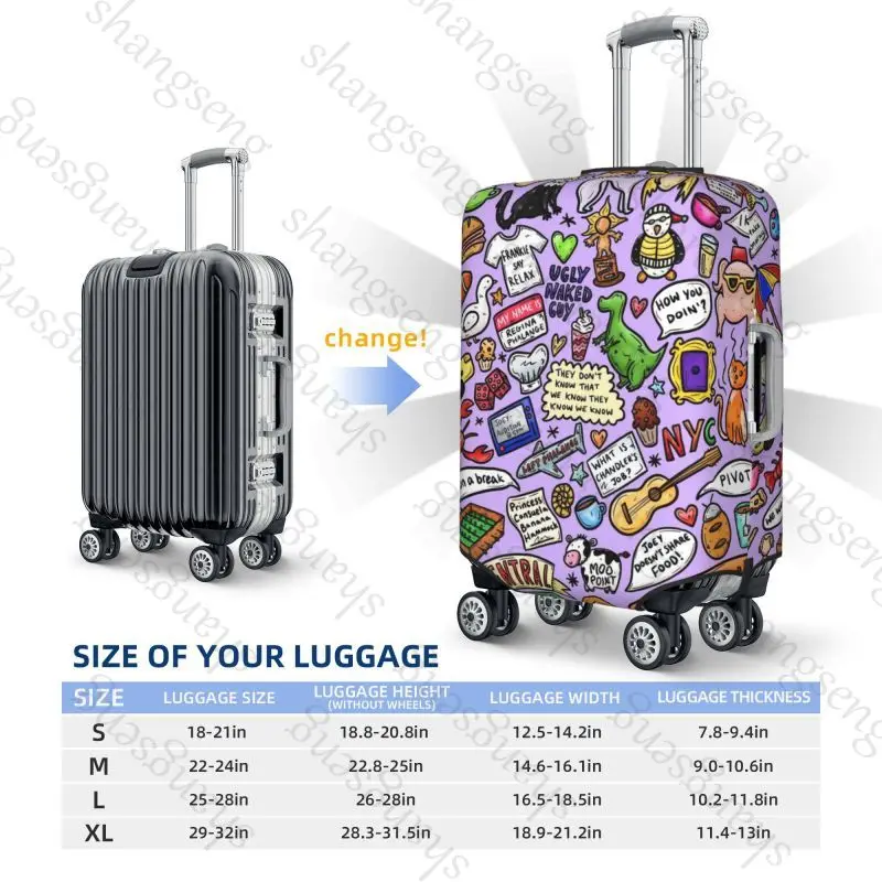 Friends TV Show Iconic Moments Elastic Luggage Protective Cover Zipper Suit For 18-32 in Bag Suitcase Covers Trolley Travel