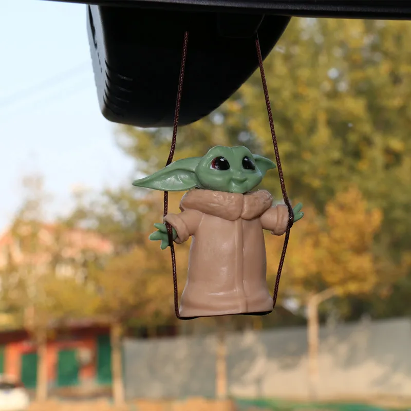 Disney Star Wars Anime Yoda Mandalorian Figure Pvc Car Pendant Cute Cartoon Mini Yoda Dolls Model Kid Toy Gifts Deco