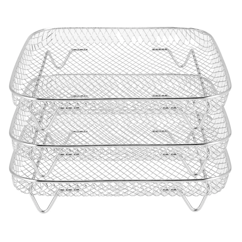8 Inch Air Fryer Rack for Instant Vortex Air Fryer,for Philips,for COSORI Fryer,Square Three Stackable Dehydrator Racks