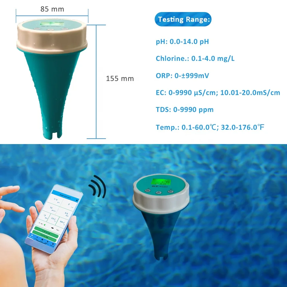 CYTBEK 6 In 1 Water Quality Tester, Multi-function Smart Water Quality Monitor S.G PH EC SALT ORP TDS CF TEMP With Digital Display For Aquariums, Hydroponics, Pools