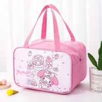 Hello Kitt Sanrio Lunch Storage Bag, Kuromi Cinnamoroll Melody Pattern Portable Handbag,Insulated Reusable Bento Box Storage Bag 5