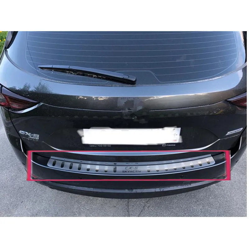 Silver Stainless Steel Rear Bumper Protector Strip For Mazda CX5 2016-2024 – Self-Adhesive
