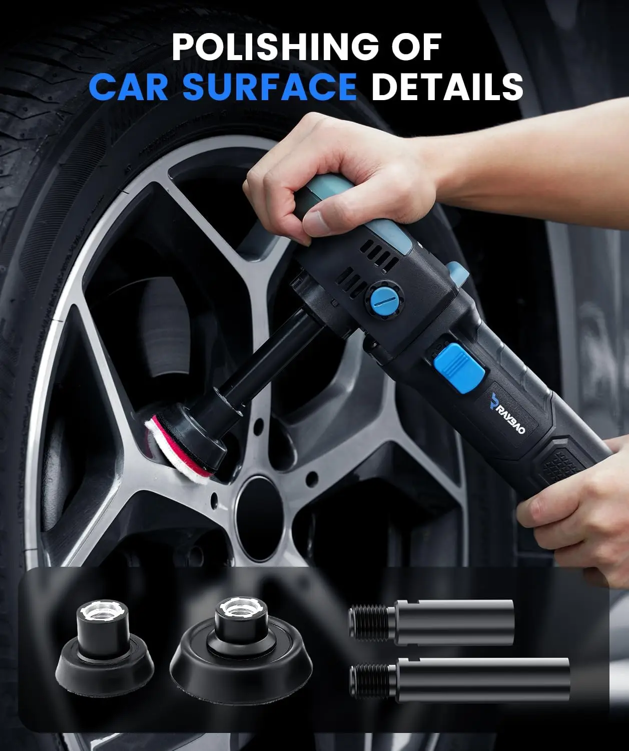 Mini Buffer Polisher 750W Rotary Polisher 27Pcs Accessories Mini Polishing Machine 2/3/5inch Backing Plate 6 Speeds