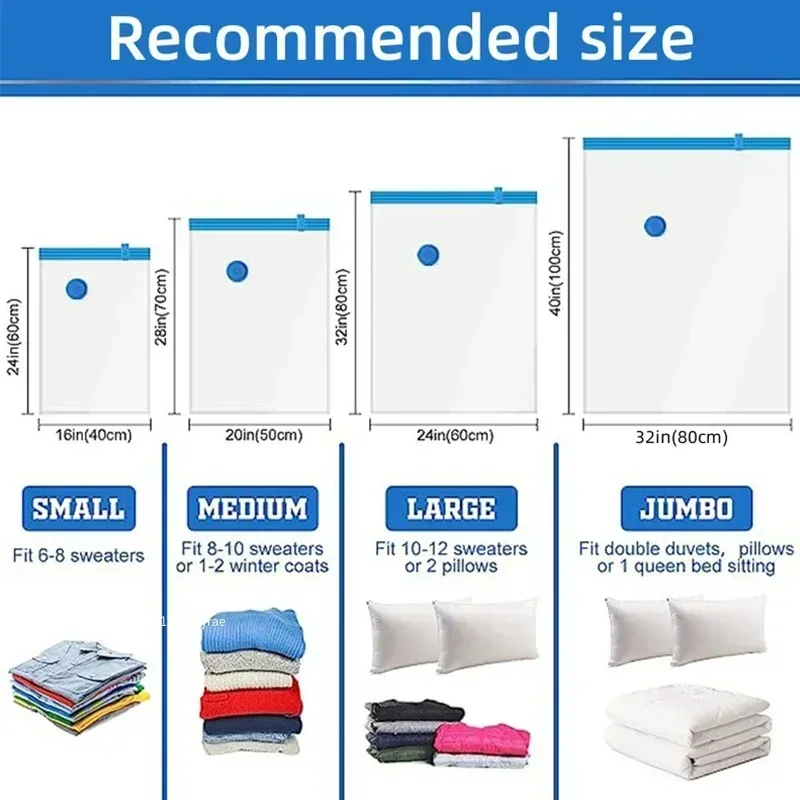 Vacuum Seal Storage Bags for Clothes/Pillow/Blanket, Space-Saving Wardrobe & Travel Organizer, Multi-Purpose Vacuum Packing Bags 5