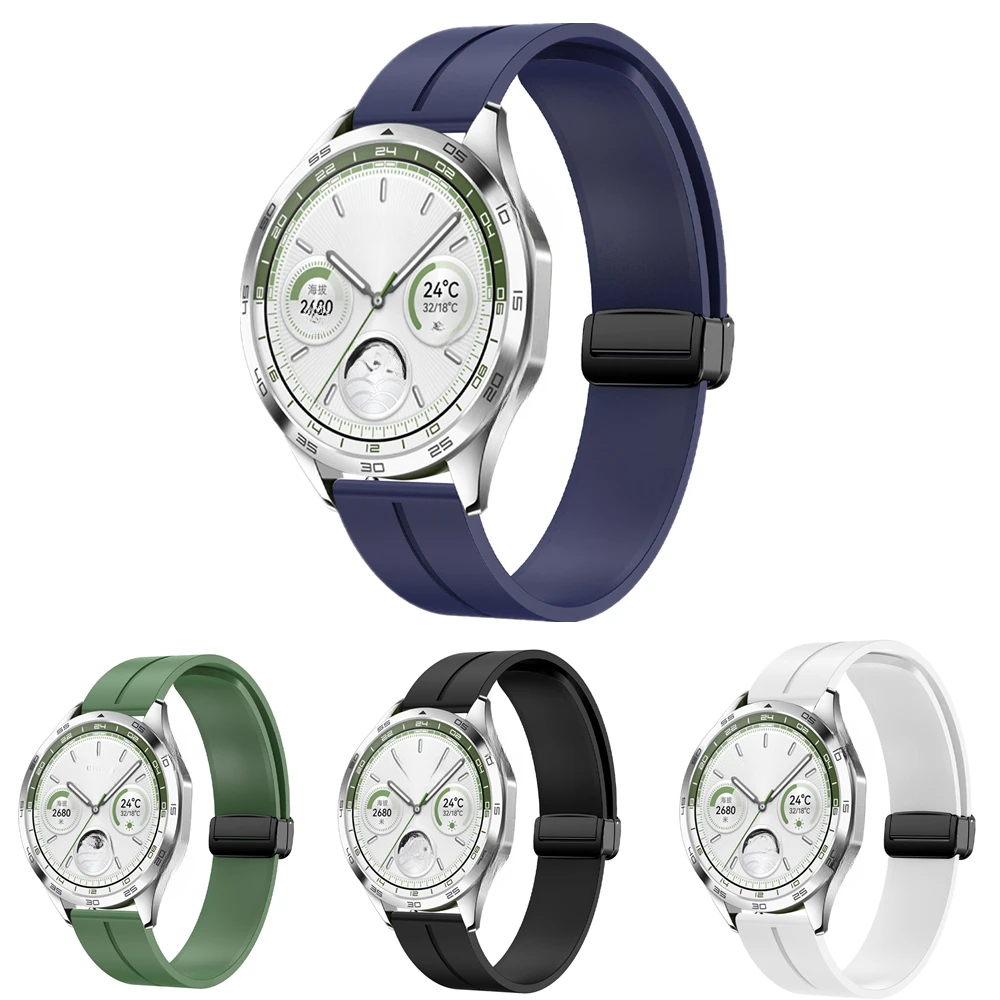 

Replacement Wrist Bands for Huawei Watch GT4 46mm Adjustable Soft Silicone Folding Buckle Wriststrap with Quick Release Magnetic