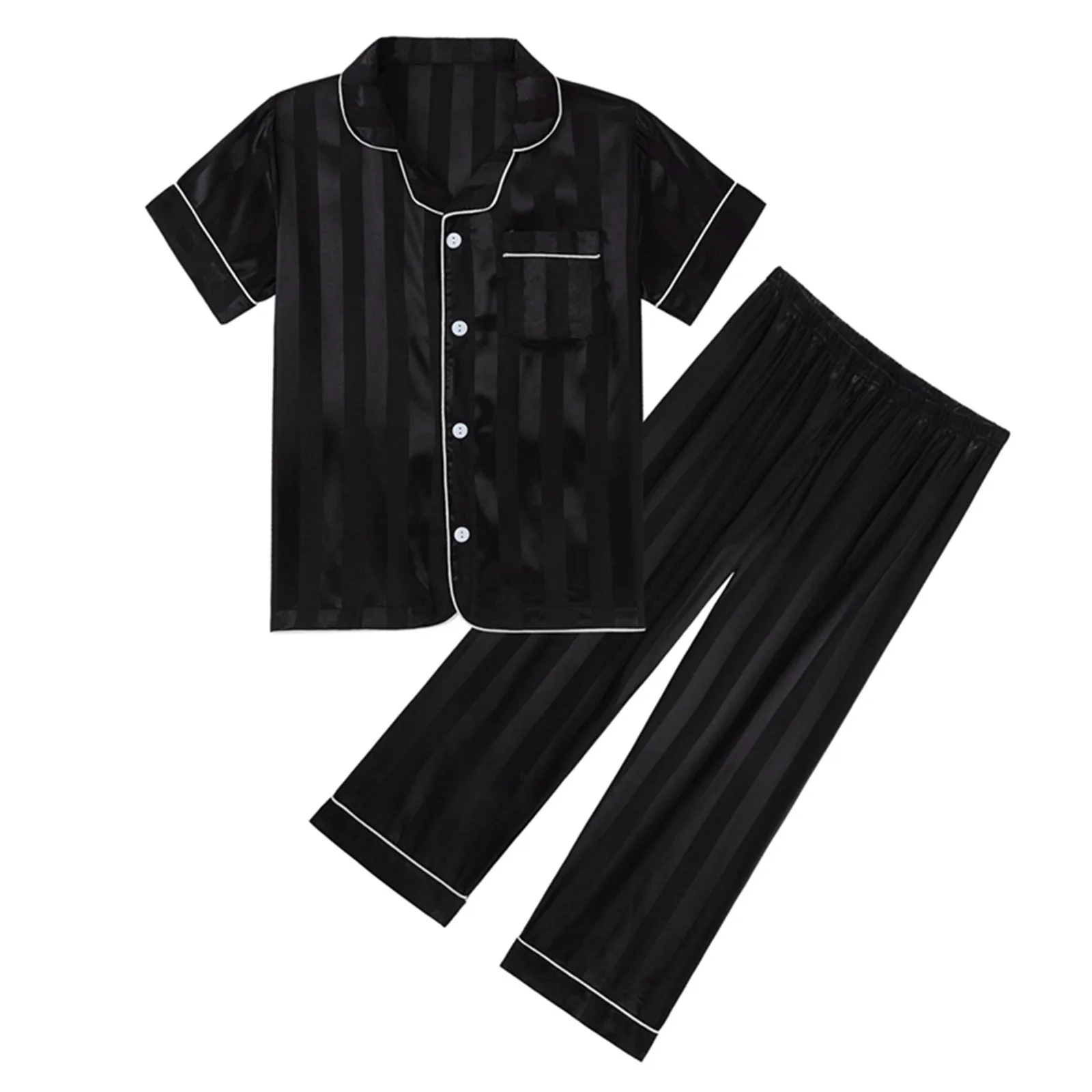 New Hot Sale Long Girl Stripe Sleepwear Toddler Girls Summer 2PCS Pajama Sets Solid Comfort Color Long Pants Sleepwear Suit