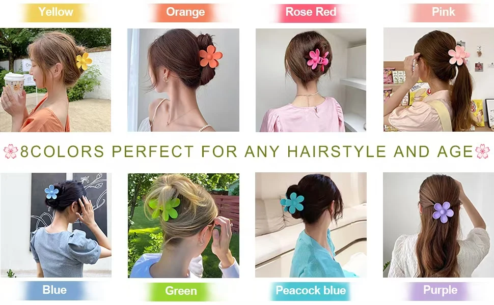 Große Blumen-Klauenklammern für Frauen, dickes Haar, Mädchen, Dasiy, starker Halt, matte Haarklammern, Kopfbedeckung, Haarspange, Haar-Accessoires – Detail 6