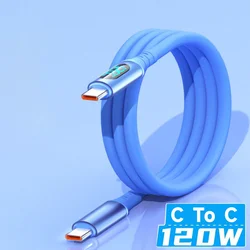 6A USB - C to Type - C Fast Charging 120W Cable with LED Digital Display - 1m (C To C Blue Cable)