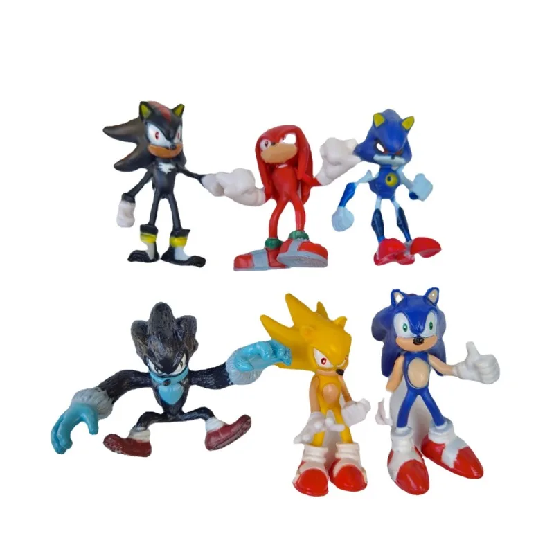 Cartoon Sonic Action Figure Game, brinquedos de boneca Hedgehog, juntas  fofas, Echidna Tails, ornamento modelo, decoração do bolo, presentes para  meninos, 6 peças - AliExpress