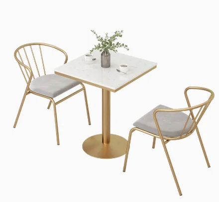 Nordic Marble Round Table Milk Tea Shop Dessert Shop Table and Chair Combination Household Simple Leisure Negotiation