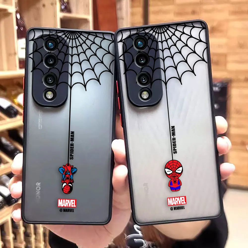 Custodia Opaca Per Honor 70 50 30S 30 20 8X 9A 9X Play 4T X7 X8 X9 5G V40 Custodia Funda Capa Shell Cartoon Marvel Spider-Man Spider Web