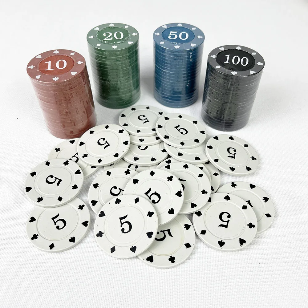 20PCS Round Plastic Texas Hold\'em Casino Chips Sets Baccarat Poker Chips Entertainment Dollar Coins for Family Parties