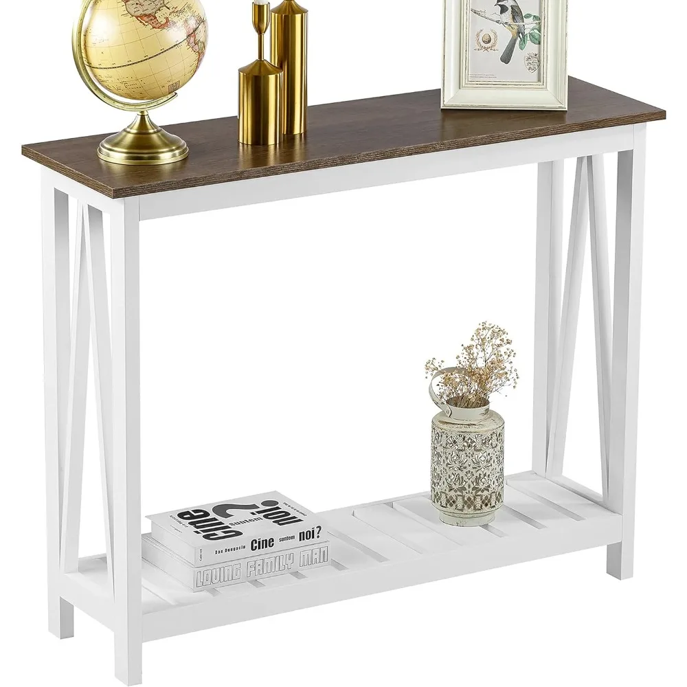 

Farmhouse Console Table Rustic Vintage Narrow Sofa Table for Entryway Living Room Hallway Side Tables 40 White Mini Furniture