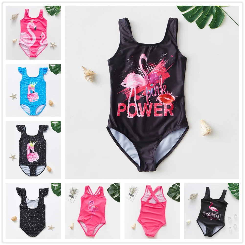 2~12Years Girls One-Piece Swimsuit Flamingo print Children Swimwear Kid girls Swimming outfit Beach wear one piece swimsuit children swimsuits children swimsuit