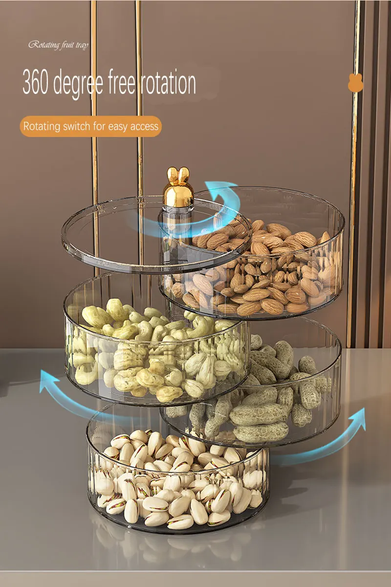 Household living room candy box, high-end light luxury, transparent dried fruit plate, nut snack storage box 5