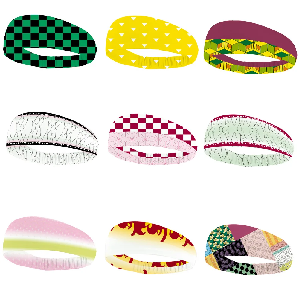 

Anime Peripheral Men and Women Same Style Plaid Elastic Hair Band Yoga Sports Headband