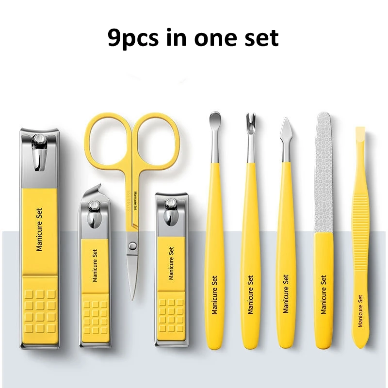 Manicure Set 9 In 1 Full Function Kit Professional Stainless Steel Pedicure Sets With PU Leather Portable Case Idea Gift